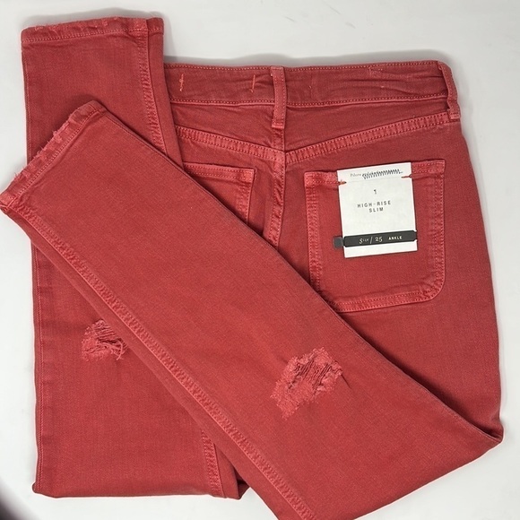 ANTHROPOLOGIE red Straight Jeans 25 - Picture 9 of 9
